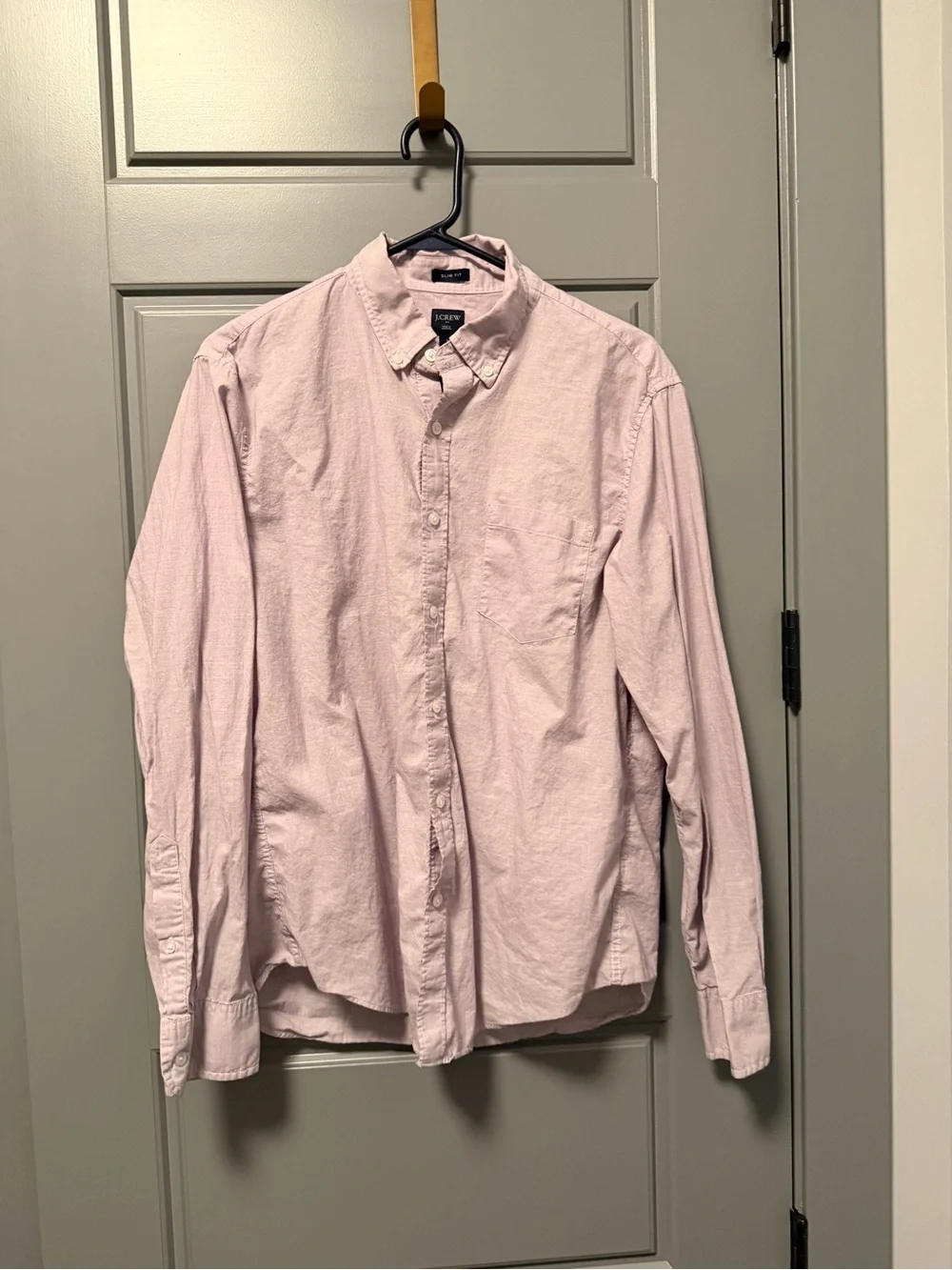 J. Crew Men’s Classic Button-Down Slim Fit Shirt Light Purple LARGE 100% Cotton